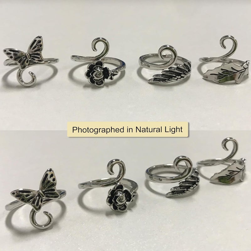 Hotlea Store 4 Pieces Crochet Ring for Finger Adjustable Yarn Tension Rings for Crocheting Yarn Guide Knitting Rings Crochet Tools - Image 5